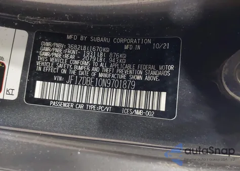 2022 Subaru Brz Limited из США, поврежденный, VIN JF1ZDBE10N9701879